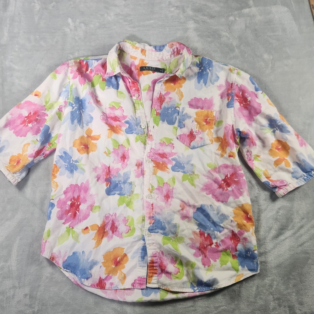 Ralph Lauren Floral Women's Pajama Top‎ Size Large Cotton